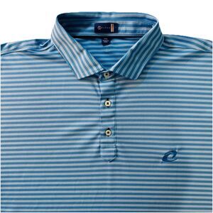 Stitch Polo Shirt Mens 2XL Blue Striped Golf Short Sleeve Performance Casual
